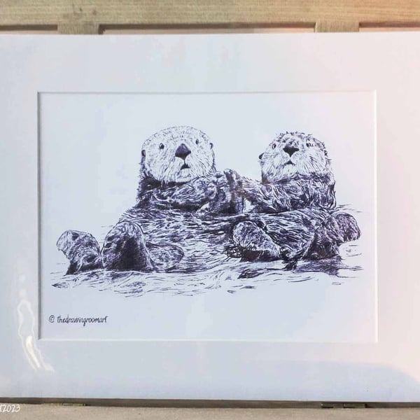 Otters Mounted Print