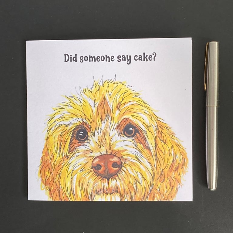 Labradoodle Birthday Card. Yellow Golden Doodle Card. Blank or Personalised