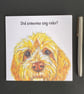 Labradoodle Card; Birthday, Blank or Personalised. Yellow Golden Doodle Card. 