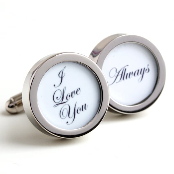 I Love You Always Cufflinks for the Groom or Special Someone in Elegant Letters
