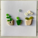 Cornwall sea glass plant pot design greeting card 