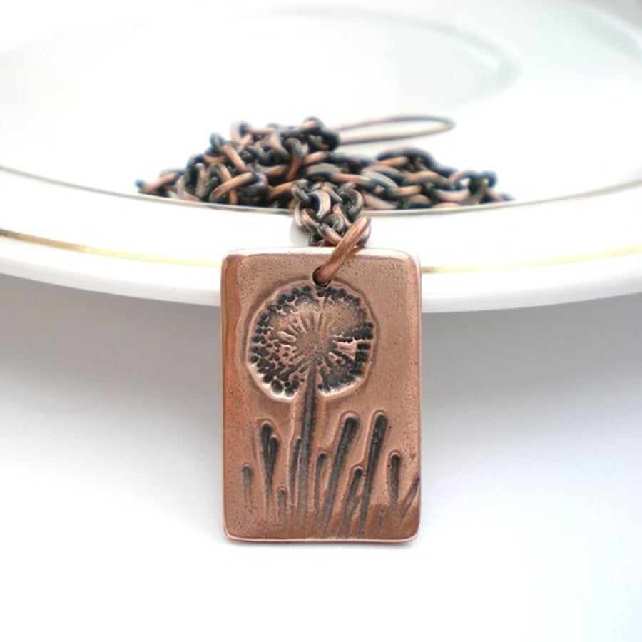 Petite Dandelion Wish Copper Necklace