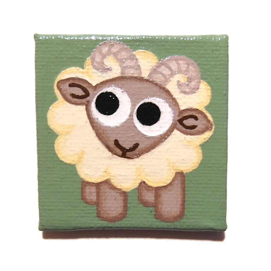 Ram Fridge Magnet - cute original handpainted sheep magnet