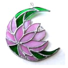 Lotus Moon Stained Glass Pink Flower Suncatcher 
