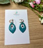 Teal and Star Charm Polymer Clay Earrings - Handmade Jewellery 