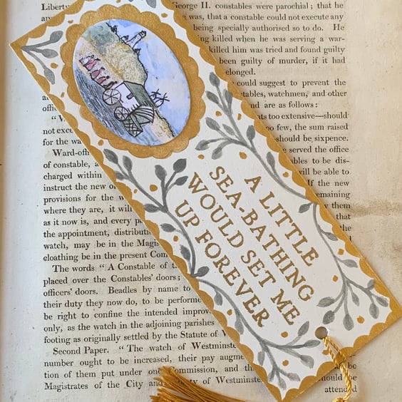A Little Sea Bathing Would Set Me Up Forever Handmade Jane Austen Bookmark