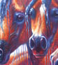 Four bay Arabian Horses oil on panoramic wide canvas - Image 2