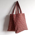 Tote or book bag upcycled in a Laura Ashley vintage print with a foldaway pouch 
