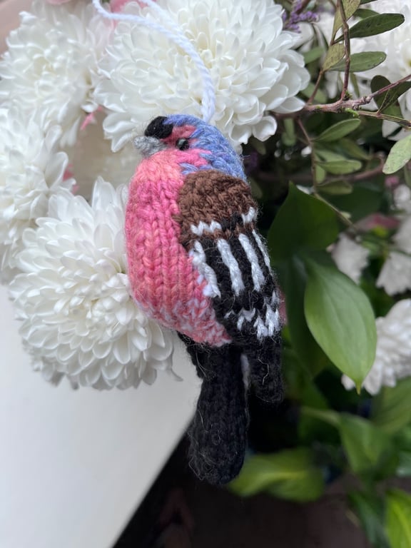 Chaffinch bird hand knit tree decoration 
