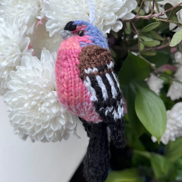 Chaffinch bird hand knit tree decoration 