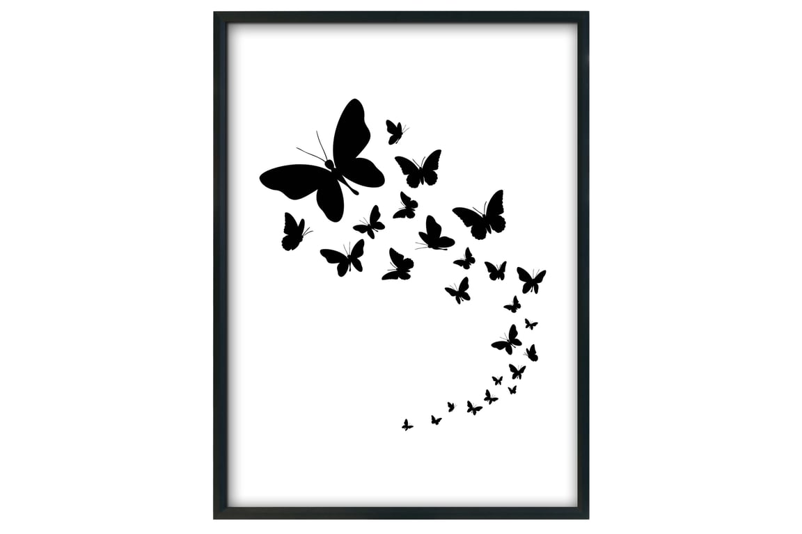 Butterfly wall print, butterfly wall decor, black and white wall art, home decor