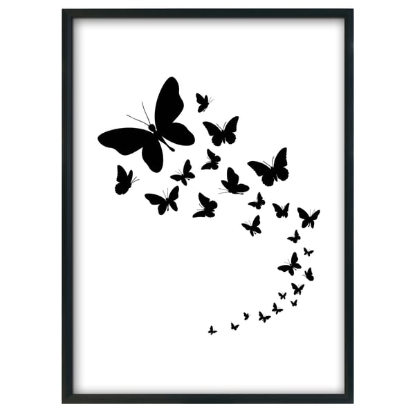 Butterfly wall print, butterfly wall decor, black and white wall art, home decor