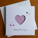 Anniversary Card - Dusky Pink and White Polka Dot Heart Aperture