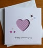Anniversary Card - Dusky Pink and White Polka Dot Heart Aperture