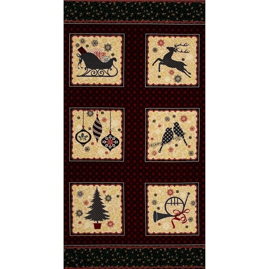 Ornamental Splendour Christmas Cotton Quilting Fabric Panel Benartex 