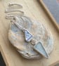 Seaglass and pottery triangle pendant, Blue and white pastel necklace - Image 6