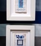 Pretty Patterned Blue & White Handstitched Geometric Small Artworks - Image 4