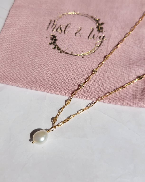 Freshwater Pearl Necklace 14kt Gold Filled, Bridal Necklace