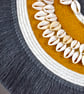 "Inyanga 1" - Yellow & Grey Shell Macrame Wall, Shelf & Console Table Decor - Image 3