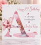 Personalised Birthday Card for Her - Pink Floral Initial Card