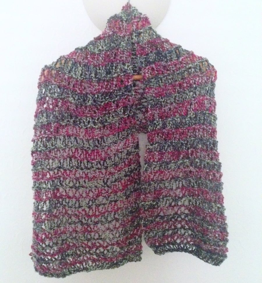 Wide loose knit multi-colour scarf - UK Free Post