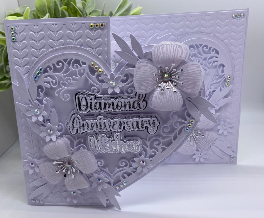 Luxury 60th Diamond Wedding anniversary card boxed