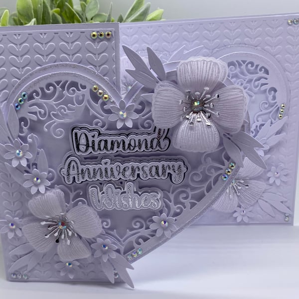 Luxury 60th Diamond Wedding anniversary card boxed