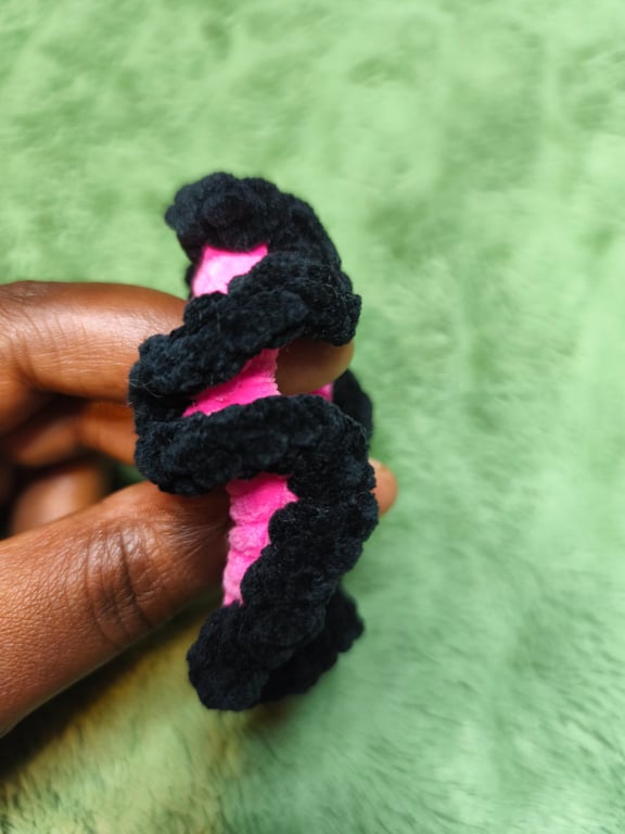 2 Luminous Pink with Black Trim Extra Extra Small Scrunchies Hair Ties