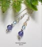 Designer AA Tanzanite, Peridot & Opal Sterling Silver Earrings