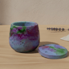 Purple, Green and Blue Marbled Jewellery Box – Handmade Trinket Pot with Lid