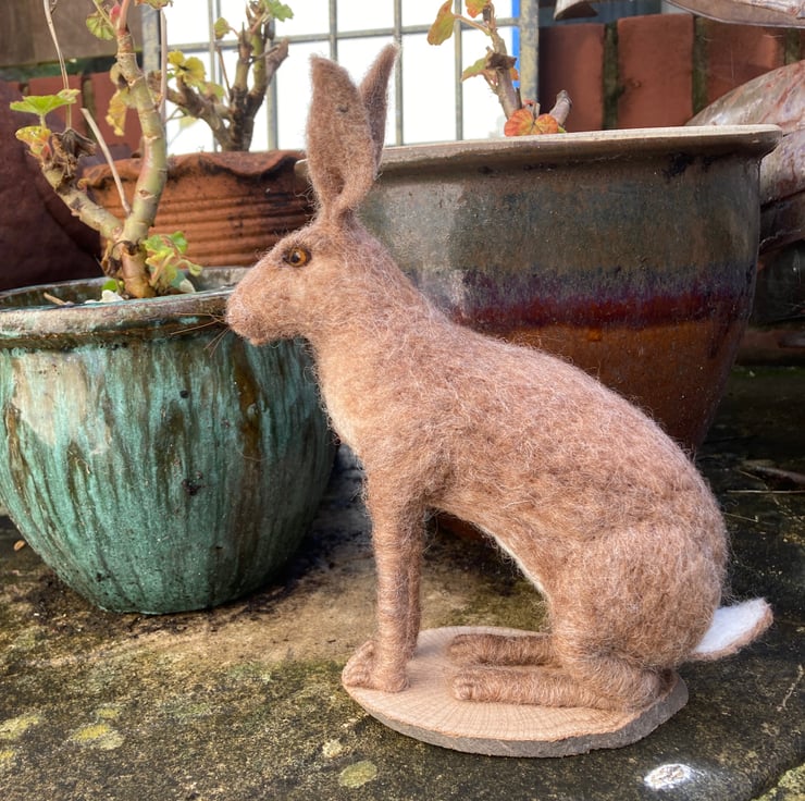 Brown hare model, needle felted woollen sculpture - Folksy