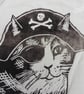 Pirate Cat Tote Hand Printed Mini Tote Shopping Bag - Image 3