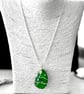 Green Seaglass Pendant on sterling silver chain - Image 1