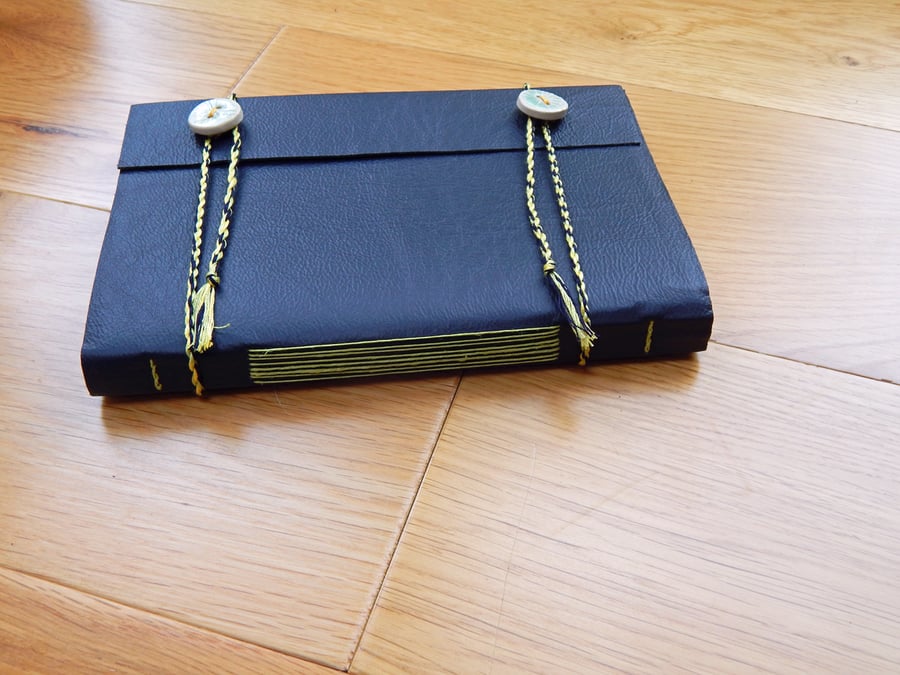 Leather Journal, Navy Blue, Notebook, Sketchbook, Hand Bound in Longstitch 