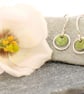 Green enamel dangle earrings, silver earrings - Image 7