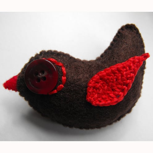 Felt and crochet Bird Brooch