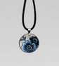 Blue floral enamel pendant - Image 1