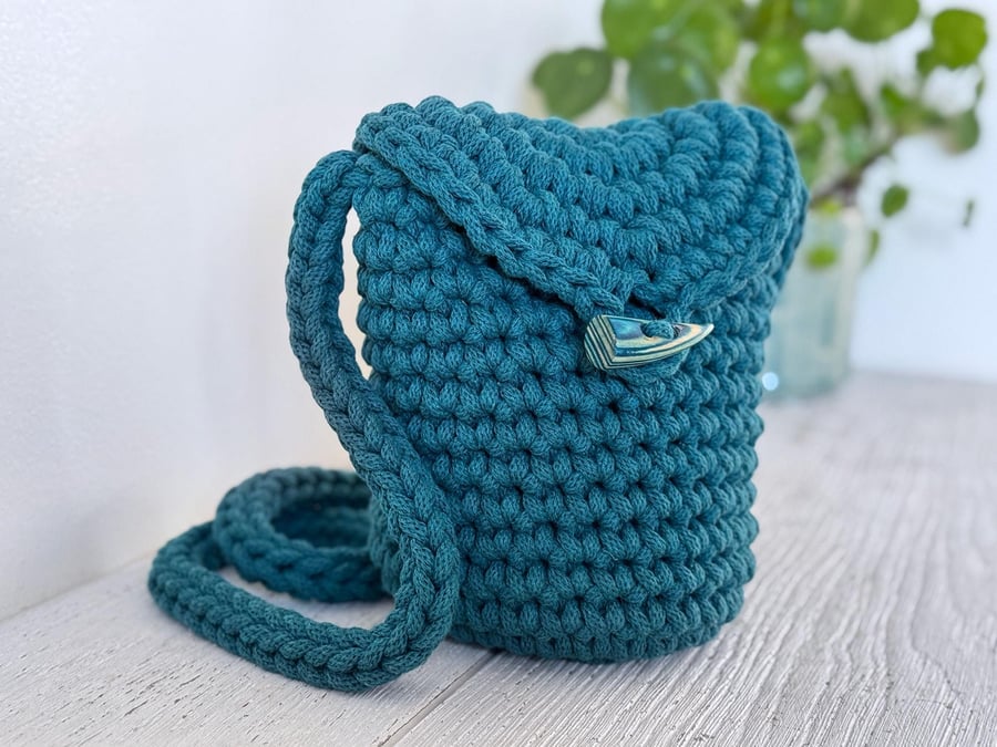 Handmade Crochet Bag Lined with Emma Shippley Fabric