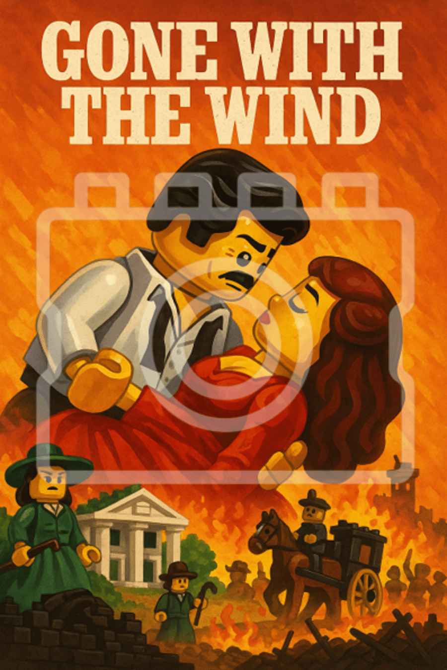 GONE WITH THE WIND - LEGO-Inspired A4 Movie Poster Print - Ready to Frame