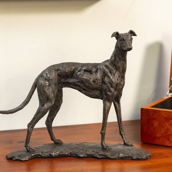 Standing Greyhound Dog Statue Small Bronze Ornament Bronze Resin Sculpture