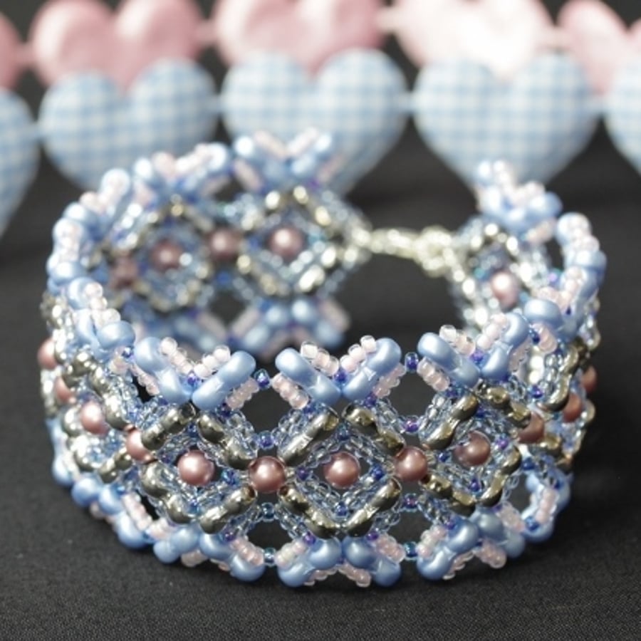 Pink and Blue Noughts and Crosses Bracelet