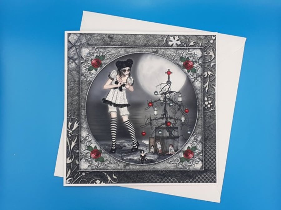 Gothic Christmas Card, Handmade, Large, Daughter, Granddaughter. Wife
