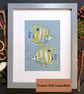 Copper-Banded Butterfly Fish - Original drawing , fish artwork