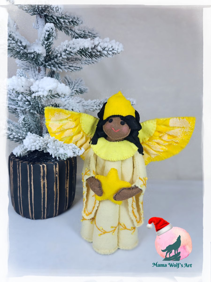 Christmas Angel in Pale Yellow Gown