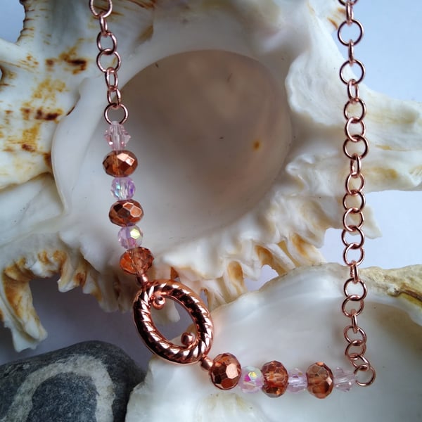 Vintage Rose Crystal And Rosegold Chain Anklet