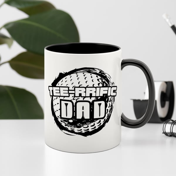 Tee-rrific Dad - Golf Ball Golf Mug: Perfect Golf Gift For Father's Day