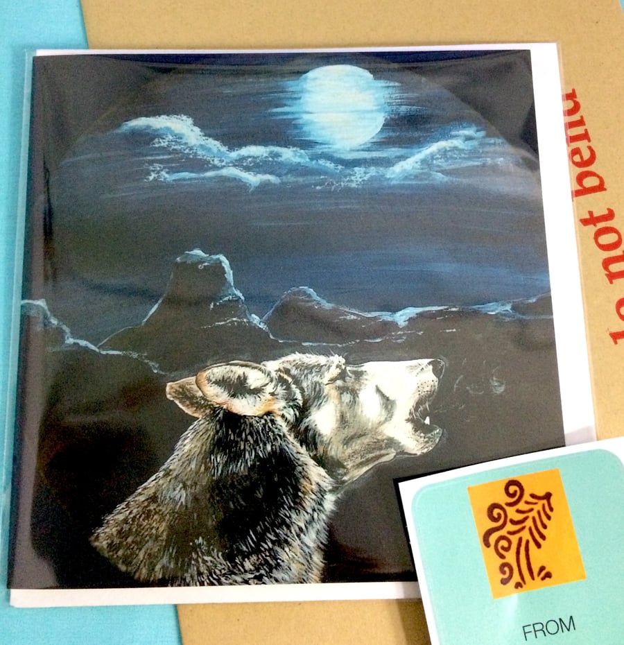 Howls at the Moon Wolf Card