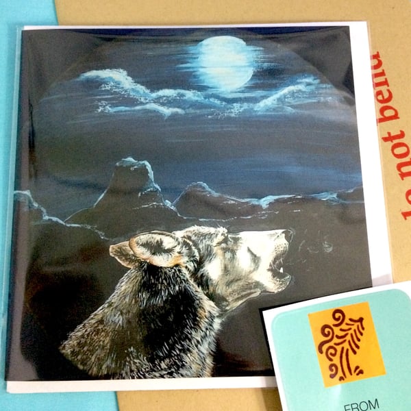 Howls at the Moon Wolf Card
