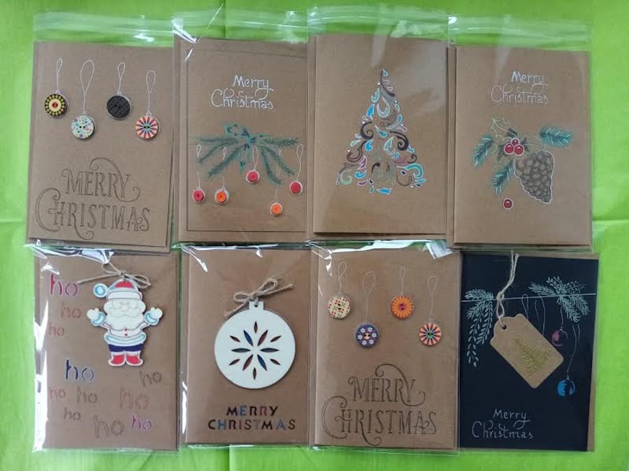 8 Christmas cards on recycled paper