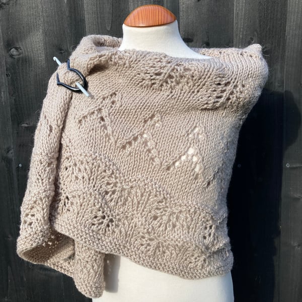 One Off Handknitted Crescent Lace Shawl